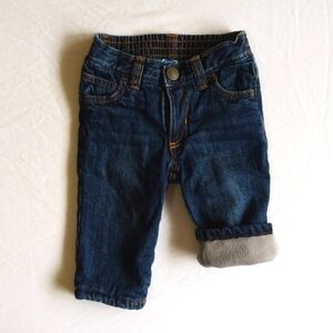 old navy cozy fleece lined straight leg denim jeans 6-12 months baby unisex